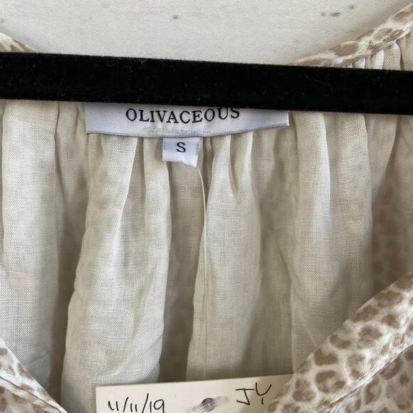 Olivaceous S Cream Boho Animal Print Belted Tassel Ruffle Flowy Mini Dress - Picture 8 of 10